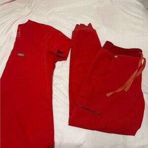 FIGS Vivid Red Scrub Top